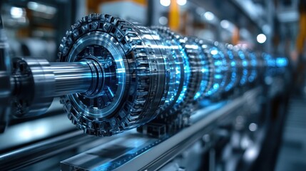 Fototapeta premium Precision-engineered mechanical device displayed in a high-tech manufacturing environment showcasing advanced technology and intricate designs