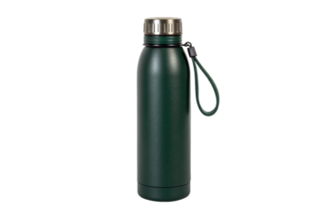 Dark Green Stainless Steel Water Bottle isolated on transparent background