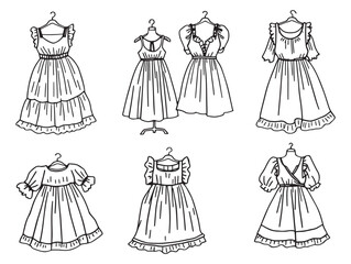 Stylish Halo Loom Dress Sketch Line Art for Clothing Design Concepts