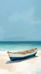 Naklejka premium A boat is sitting on the beach