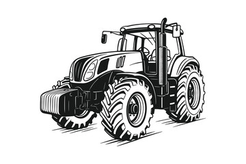 A detailed illustration of a modern farm tractor vehicle