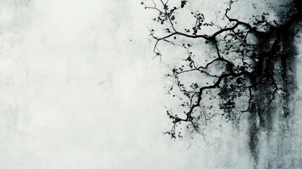 Aged stucco wall with delicate branching cracks against sandy background