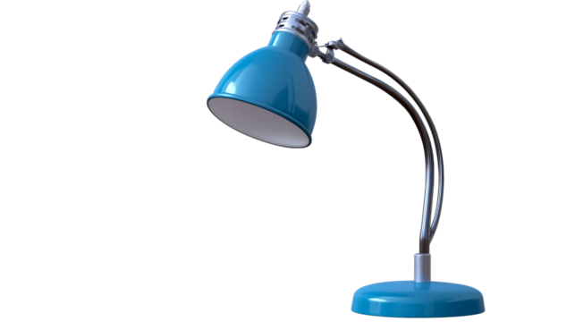 Desk Lamp, Swing Arm Lamp, Turquoise Color, Table Light, Isolated, cut out transparent
