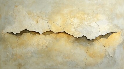 Obraz premium Broken stucco with sandy finish showcasing deep structural cracks