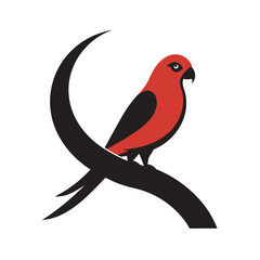 Crimson Rosella Standing On Curved Perch Silhouette