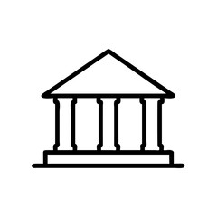 Bank building Icon isolated on white
