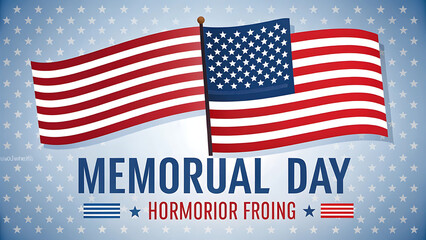 Illustration for Memorial Day with American flag and remember and honor text
