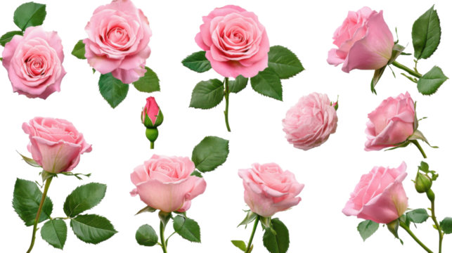 Seamless Pattern of Elegant Pink Roses with Green Leaves on Soft Background
