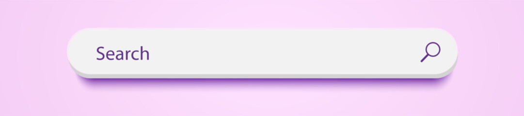 3d search bar Internet browser engine vector on pink background for UI design, website interface element with web icons and push button