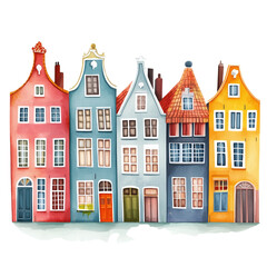 Fototapeta premium vector illustration of houses watercolor Illustration clipart