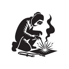 Obraz premium Welder Welds Metal isolated Illustration silhouetted vector