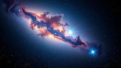 Fototapeta premium A vibrant nebula swirls with cosmic dust and bright stars creating a stunning celestial landscape in deep space.