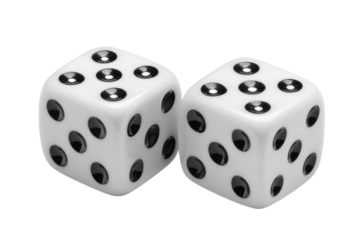 Two white dice close up shot