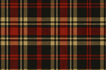 A classic plaid pattern featuring bold red, black, and yellow colors.