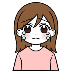 悲しそうに涙を流して泣く女性のイラスト