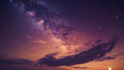 夕暮れの空に星が輝く