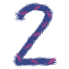 Number two drawing hand drawn purple and pink color design.