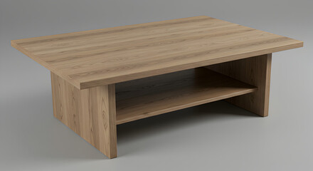 Modern Rectangular Wooden Coffee Table With Shelf Minimalist Scandinavian Design