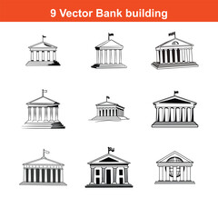 Fototapeta premium Simple icon of a greek temple facade with columns supporting a triangular roof,Justice building icon. Outline justice building vector
