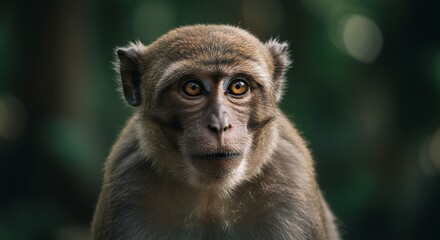 Obraz premium Close-Up Portrait of a Curious Monkey in Natural Habitat