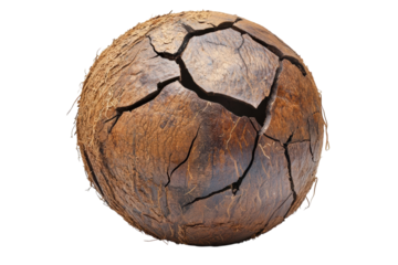 Cracked coconut on black