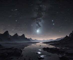 Fototapeta premium Dazzling celestial vista, countless stars glimmering in the inky black , constellations, stellar