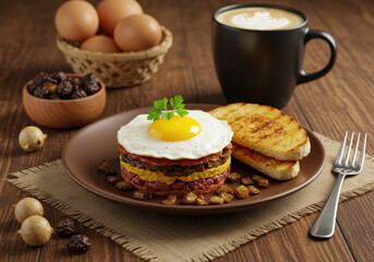 A plate with a sandwich and a cup of coffee.