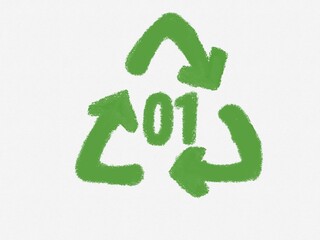Plastic recycling symbol on plastic products