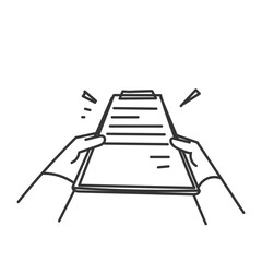 doodle hand holding clipboard