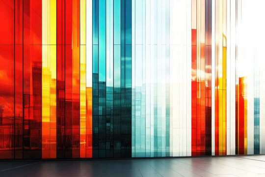 Colorful, modern facade with reflective glass - Powered by Adobe