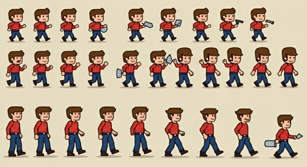 Sprite Sheet: Animated Walking Man Character