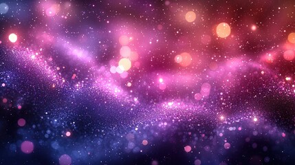 Fototapeta premium Vibrant cosmic background with purple and pink sparkles creating a dreamy and magical atmosphere