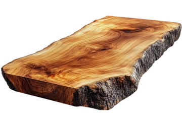 A slab of wood on black