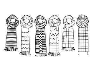 elegant knit scarf line drawing artwork for textile decor