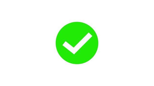 check mark icon animation.tick confirm correct accept select checkbox circle sign symbol on black background