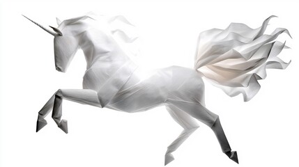 Obraz premium Origami Unicorn, White, Graceful