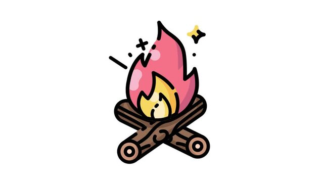 Travel Bonfire Fill icon motion graphic animation with alpha channel.