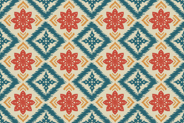 Vector damask seamless pattern background. Elegant luxury texture for wallpapers, decoration.Motifs Ikat floral embroidery.Ethnic oriental pattern traditional.Geometric flower folklore ornaments.