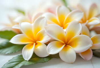Stunning Plumeria Flowers with Vibrant Yellow and White Petals