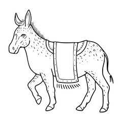 walking donkey outline vector