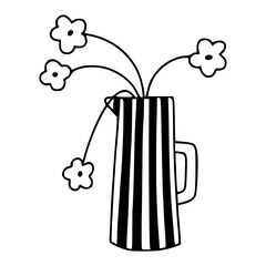 simple flower bouquet in pitcher vector art
