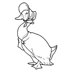 stylized goose with old-fashioned hat