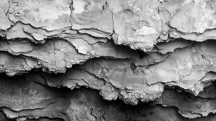 Obraz premium Layers of weathered rock: captivating textures and natural patterns in monochrome detail