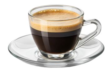 A hot brown cup of coffee and a white cappuccino with froth sit isolated, ready for a morning break