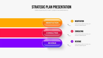Product Visualization 3 Option Diagram Presentation Template. Corporate Growth Three Step Infographic Frame Layout. Digital Performance Slide Design Vector Illustration.