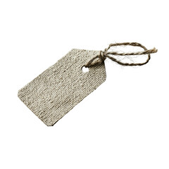 Png of A rustic, blank linen tag with a twine loop, perfect for labeling gifts or products, evoking a natural and handmade feel.