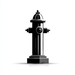 Naklejka premium Monochromatic Fire Hydrant: A Study in Contrast and Form, Standing Tall on a Crisp, White Background with subtle shadow.