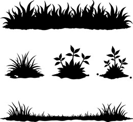 Grass Silhouette Vector Set &ndash; Lawn and Turf Shapes Collection"