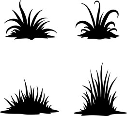 Obraz premium Grass Silhouette Vector Set – Lawn and Turf Shapes Collection