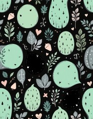 create a cute and stylish black green and gray doodle pattern to be used as wallpaper, wrapping boxes, mug prints, baby apparel designs, etc